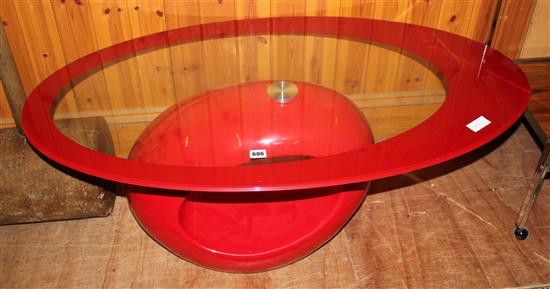 Glass top oval coffee table